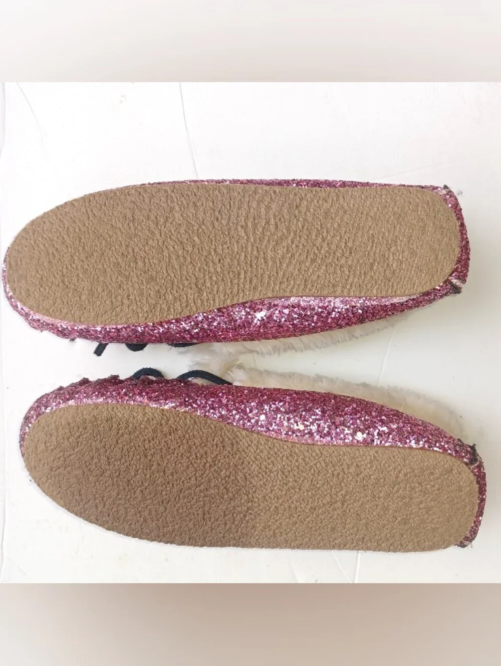 Crewcuts Pink Glitter Faux-Fur Lined Moccasins